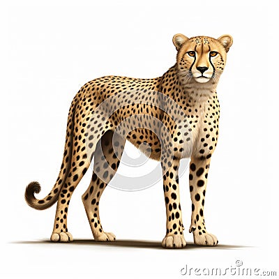 3d Cel Shaded Cheetah Portrait On White Background Stock Photo