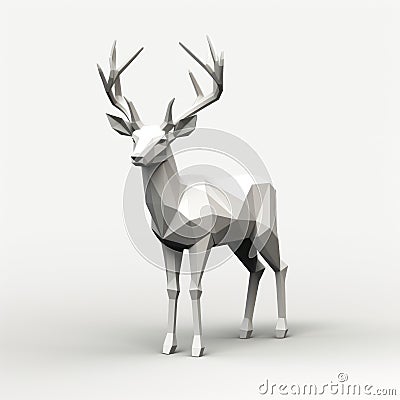 3d Cel Shaded Deer Full Body Looking At Camera Cartoon Illustration