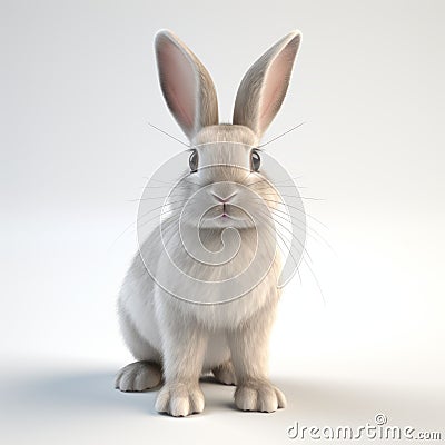 3d Cel Shaded Rabbit Portrait On White Background Stock Photo