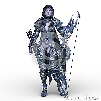 3D CG rendering of female archer Stock Photo