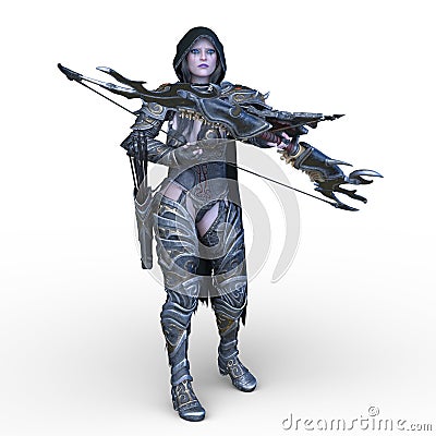 3D CG rendering of female archer Stock Photo