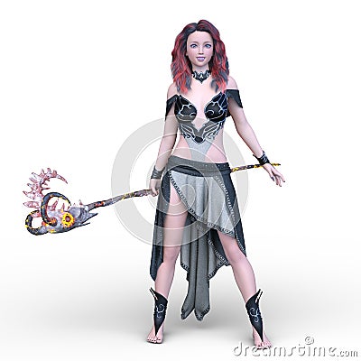 3D CG rendering of Magician woman Stock Photo