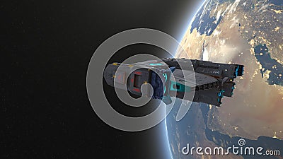 3D CG rendering of space ship. Elements of this Image Furnished By NASA. Stock Photo