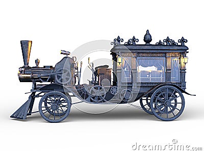 3D CG rendering of Steam Hearse Stock Photo