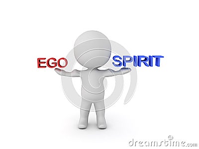 3D Character balacing ego and spirit Stock Photo