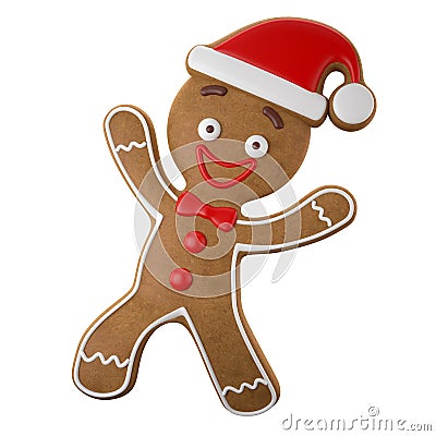 3d character, cheerful gingerbread, Christmas funny decoration, Stock Photo