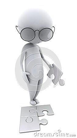 Problem solving 3D character Stock Photo