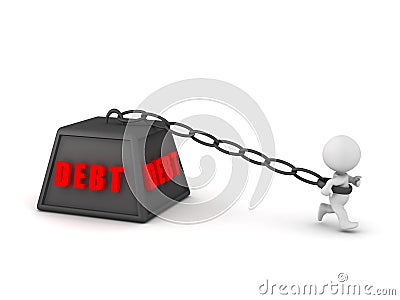 3D Character Held Back by Debt Stock Photo