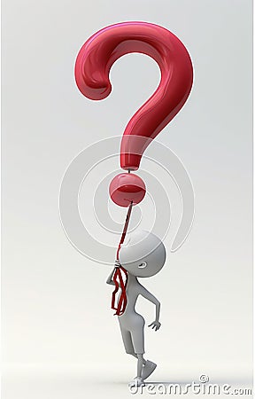 3d character: an inquisitive figure adorned with a dynamic question mark, sparking curiosity and intrigue in a visually Stock Photo