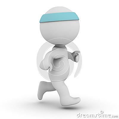 3D Character Jogging Stock Photo