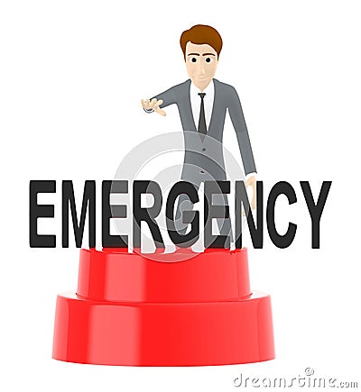 3d character , man and emergency text Stock Photo