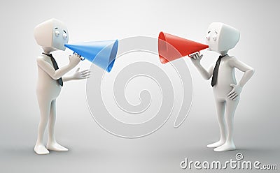 3D character with a megaphone Stock Photo