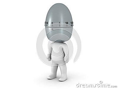 3D Character with Pomodoro Egg Timer as head Stock Photo