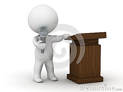 3D Character Public Speaker Stock Photo