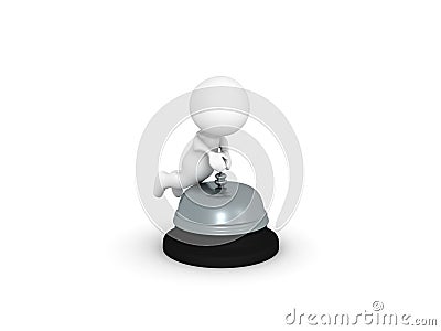 3D Character pushing reception bell Stock Photo