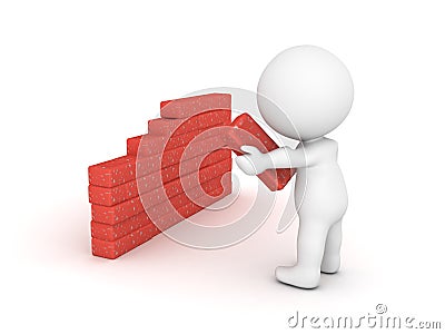 3D Character puts another brick in the wall Stock Photo