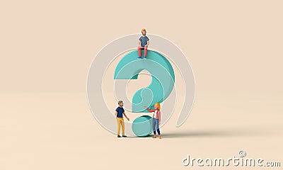3D character with a question mark symbol. 3d rendering Stock Photo