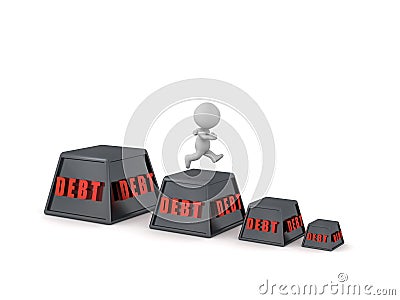 3D Character Running to Lower Debt Stock Photo