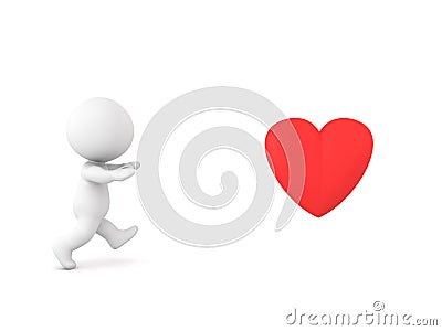 3D Character running towards love Stock Photo