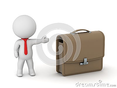 3D Character Showing Briefcase Stock Photo