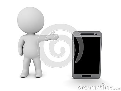 3D Character showing generic smartphone Stock Photo