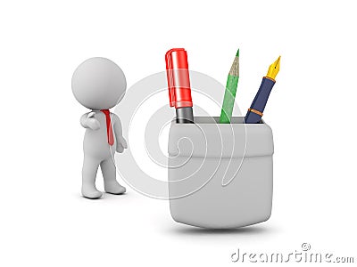 3D Character showing pocket protector Stock Photo