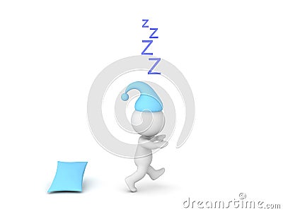 3D Character sleep walking Stock Photo