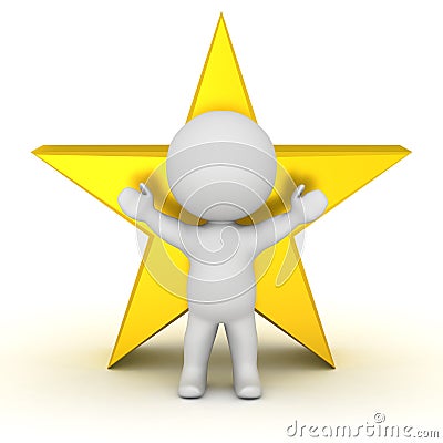 3D Character and Star Stock Photo