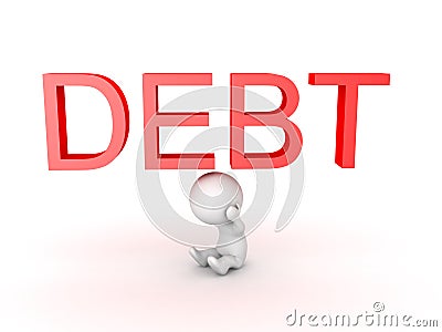 3D Character is stressed about debt Stock Photo