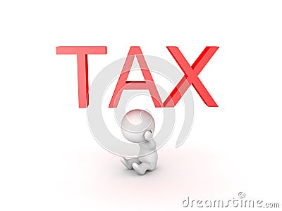 3D Character is stressed about taxes Stock Photo
