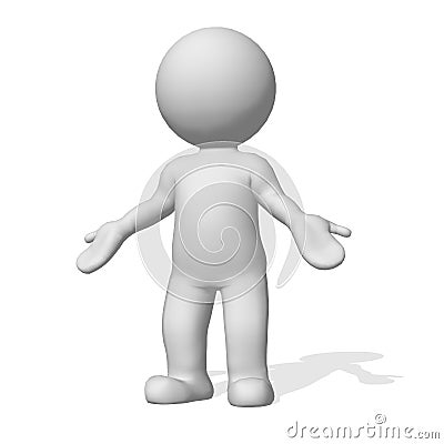 3D character on white background. Unsure what to do. awaiting response Stock Photo