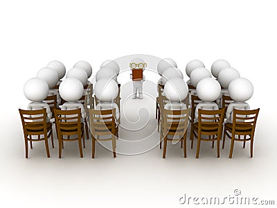 3D Characters attending a course or class or lecture Stock Photo