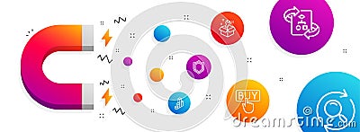 3d chart, Buying and Security icons set. Spanner, Technical algorithm and Search signs. Vector Vector Illustration