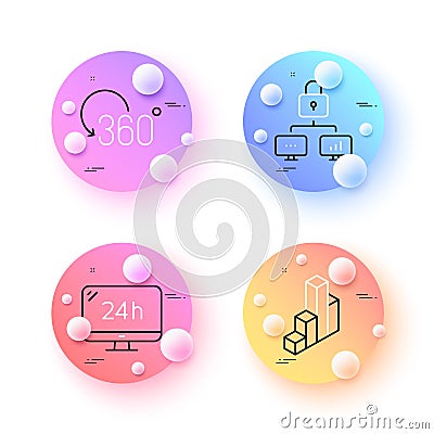 3d chart, Full rotation and 24h service minimal line icons. For web application, printing. Vector Stock Photo