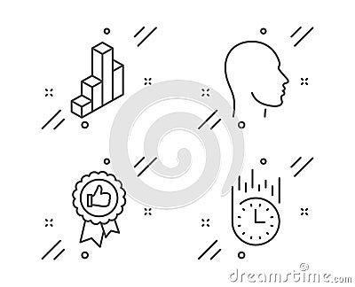 3d chart, Head and Positive feedback icons set. Fast delivery sign. Vector Vector Illustration