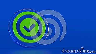 3d Check icon on Blue background Stock Photo