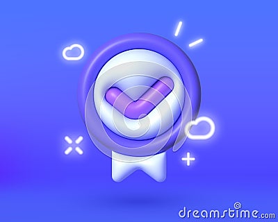 3d check mark set 3d for web design. Neon Shield check mark icon. Vector design. Isolated background. 3d vector Vector Illustration