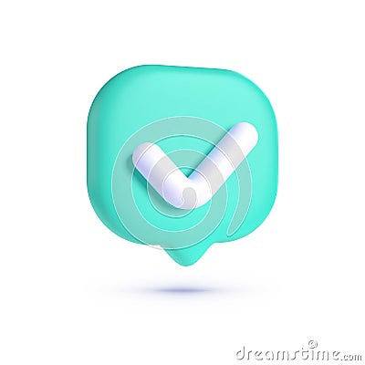3d check mark for web background design. Check mark 3d. 3d button on white backdrop. Isolated vector illustration Vector Illustration
