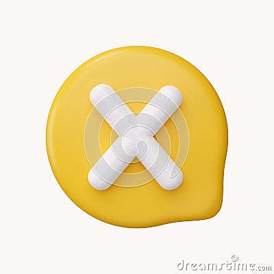 3d check wrong alert icon on white background. negative check list button choice for false, correct, tick, problem, 3d Cartoon Illustration