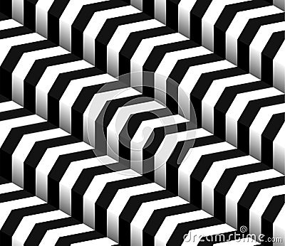 3d Checkered Black White Vector Seamless Pattern Vector Illustration