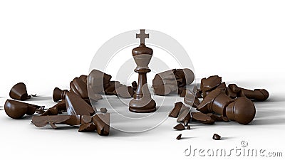 3D Chess Wooden King Knock Out Stock Photo