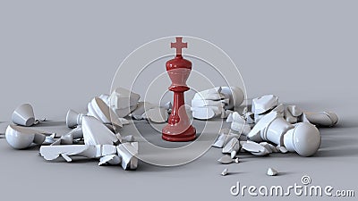 3D Chess Wooden King Knock Out Stock Photo