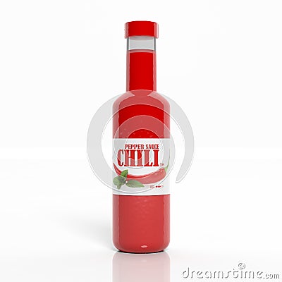 3D chili sauce transparent bottle Stock Photo