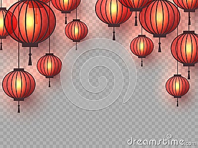 3d Chinese hanging lanterns Cartoon Illustration