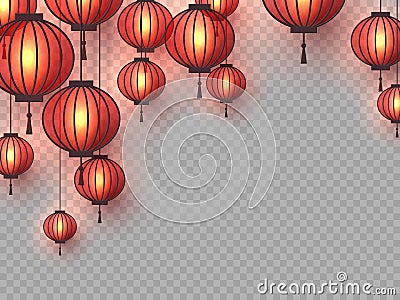 3d Chinese hanging lanterns Cartoon Illustration