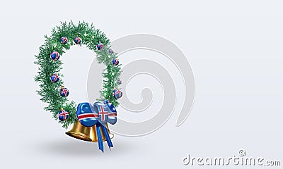 3d christmas wreath Iceland flag rendering left view Stock Photo