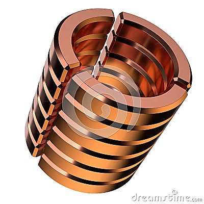 3D Circle Copper Metal Object Scientific Shape Isolated Elegant Modern 3D Rendering Abstract Background Cartoon Illustration
