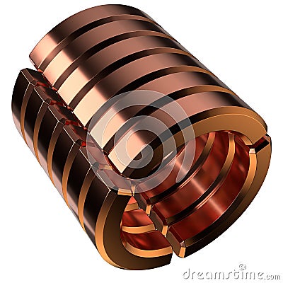 3D Circle Copper Metal Object Structure Shape Isolated Elegant Modern 3D Rendering Abstract Background Cartoon Illustration