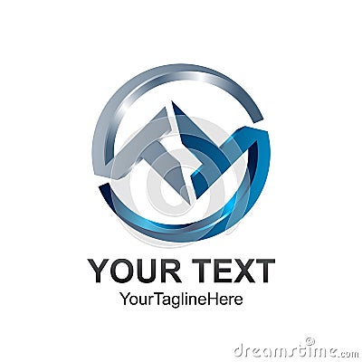 3D Circle Letter T or TT initial alphabet logo design template e Vector Illustration