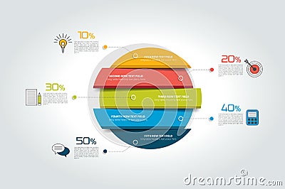3d circle, round infographic, template, chart, scheme, diagram, table, schedule, element. Vector Illustration